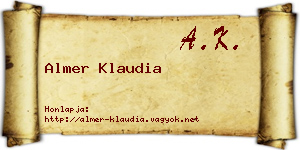 Almer Klaudia névjegykártya